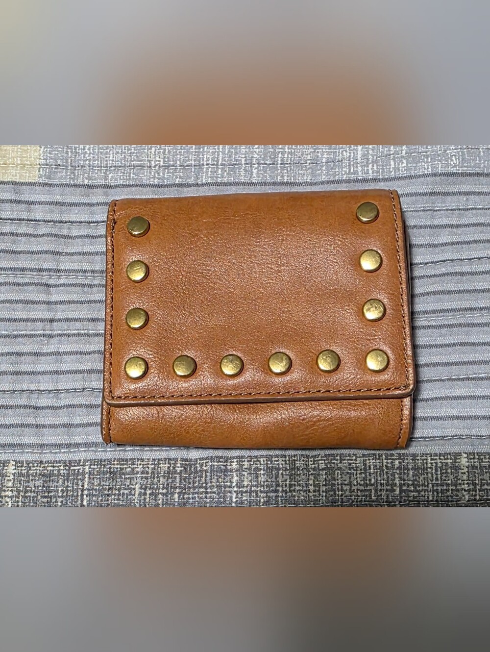 FOSSIL Studded Tan Leather Wallet - Women Accessories